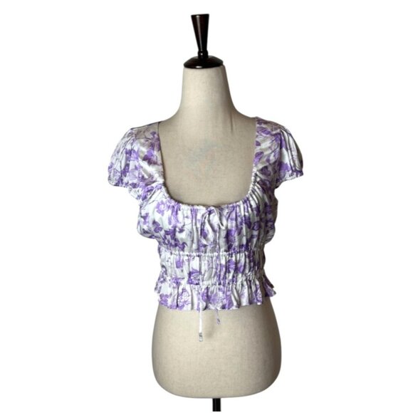 Majorelle Shirt Women Small Purple Riviera Floral Pegasus Top NWT Boho Cottage - Picture 2 of 13